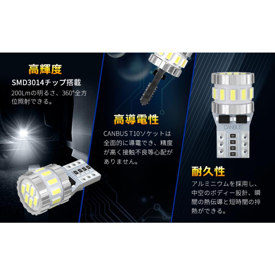 KOZUMUWAN T10 LED ホワイト 爆光 キャンセラー内蔵 ポジションランプ