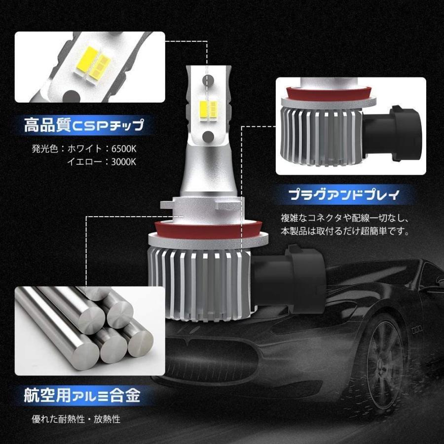 フォグランプ LED  H8 H9 H11 H16 2色切替 フォグライト DC12V車 6000LM 超高輝度 CSP社チップ イエロー ホワイト 車用 ledバルブ 2個セット 1年保証｜cosmone｜07