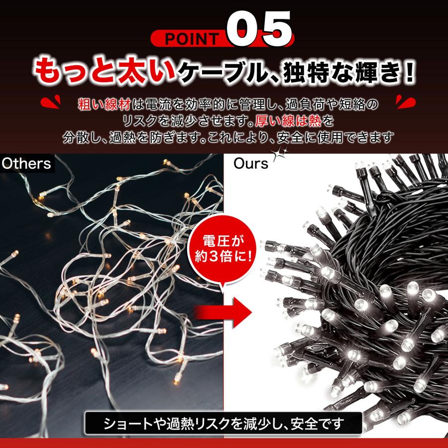 イルミネーション 屋外用 つらら LED 120球 5m 全5色 コンセント式 防水 おしゃれ クリスマス ライト ツリー 飾り付け イルミネーションライト 1000球まで連結可 | KOZUMUWAN | 05