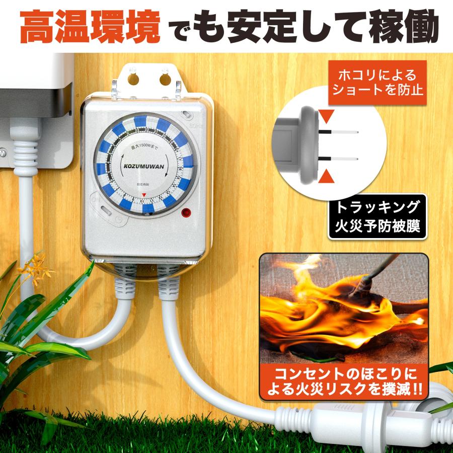 KOZUMUWAN タイマー コンセント ワーキングタイマー 屋外用 防雨 防水