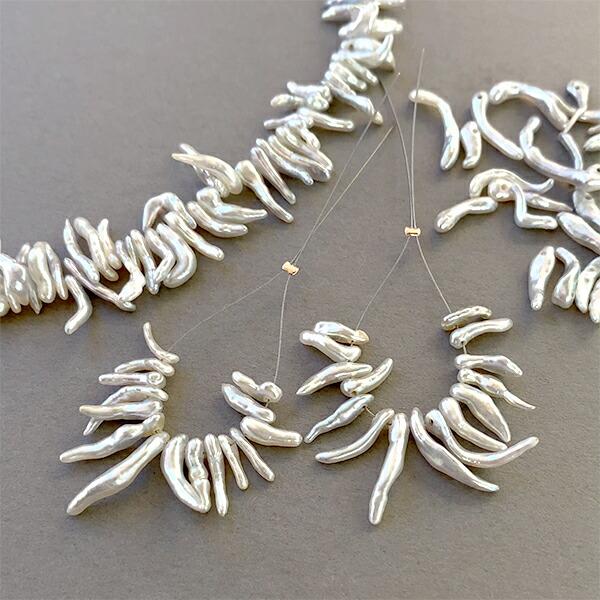 あこや真珠 （ツノ ケシ スティック 芥子） ライトグレー 大きさ 約1.2