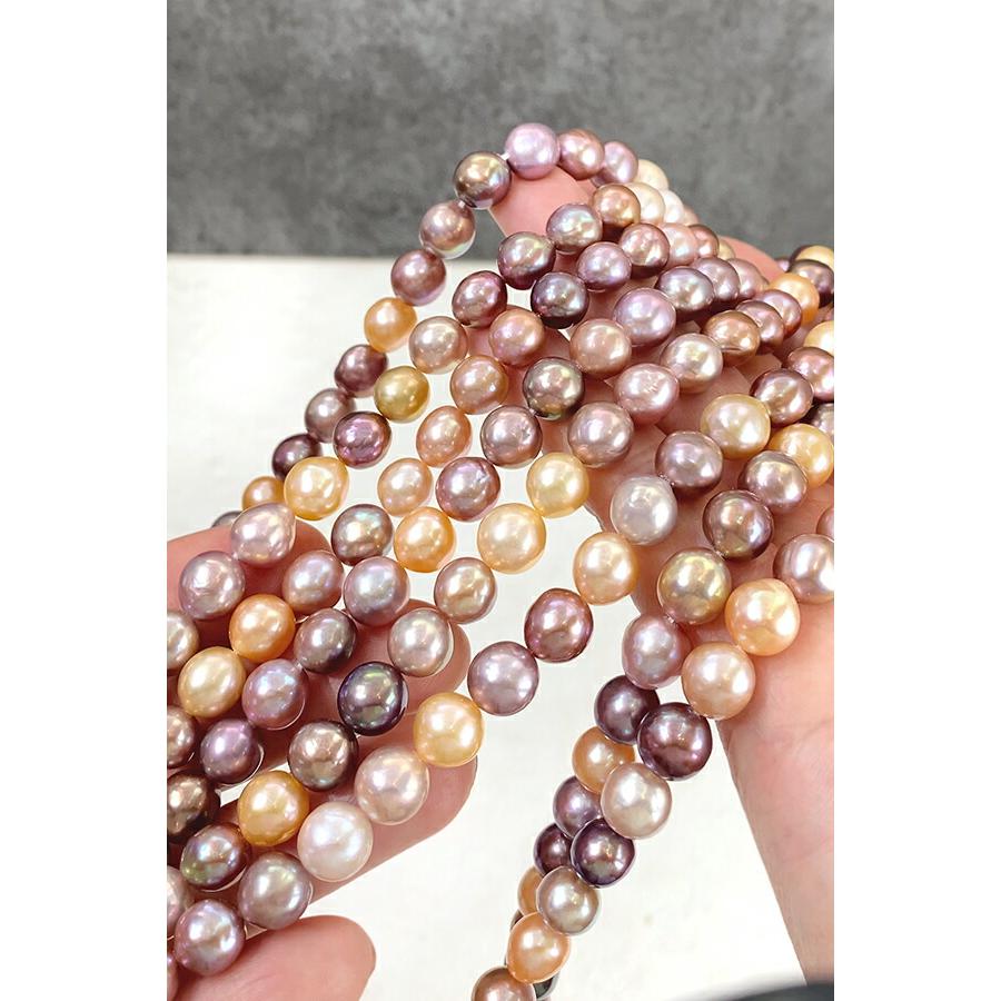 淡水パール （ポテト） ナチュラルピンク ミックス 大きさ 約9〜10×8.5〜9mm 穴径 約0.4〜0.5mm 1連 約38cm 約41〜42個_5