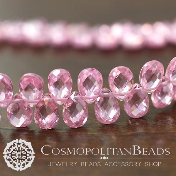 キュービックジルコニア（フラットドロップカット）ピンク大きさ約5