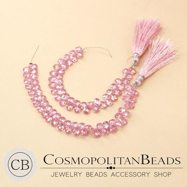 キュービックジルコニア（フラットドロップカット）ピンク大きさ約5