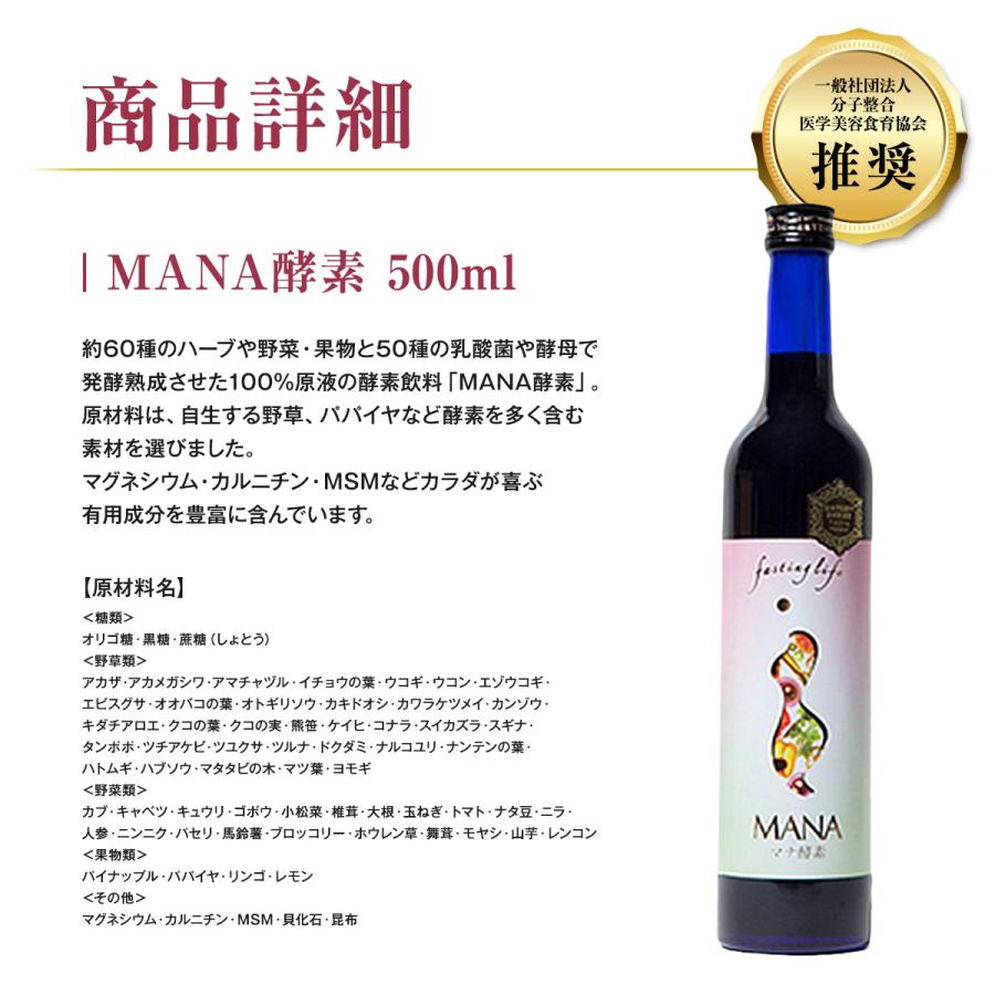 半日ファスティング マナ酵素 MANA 酵素ドリンク 健康 発酵 乳酸菌 食品 栄養 無添加 半日 ファスティング セット 酵母菌 原液 天然 500ml マグネシウム 無農薬｜cosmos-shizen｜10