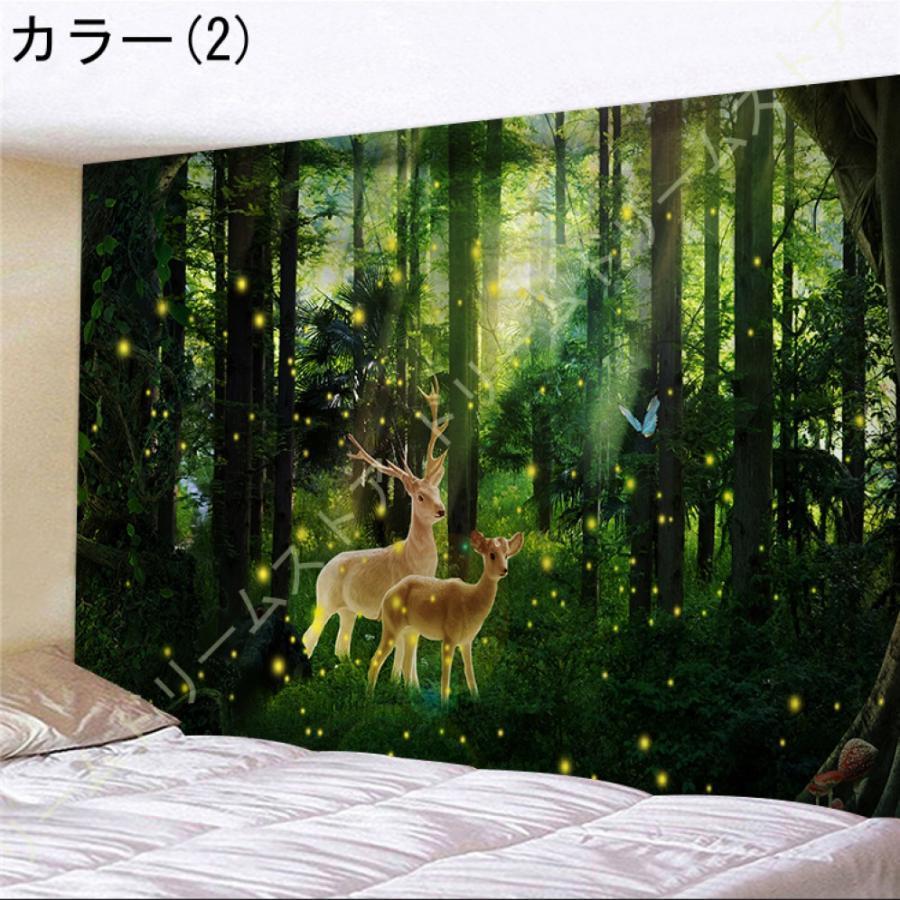 緑の森のタペストリー 美しい リアル 自然緑の木のジャングル 風景壁掛け 家の装飾のため 寝室 居間 森 木 ツリー ファンタジー 癒し 幻想 風景 大判 大きい｜cosmos-wumf｜16