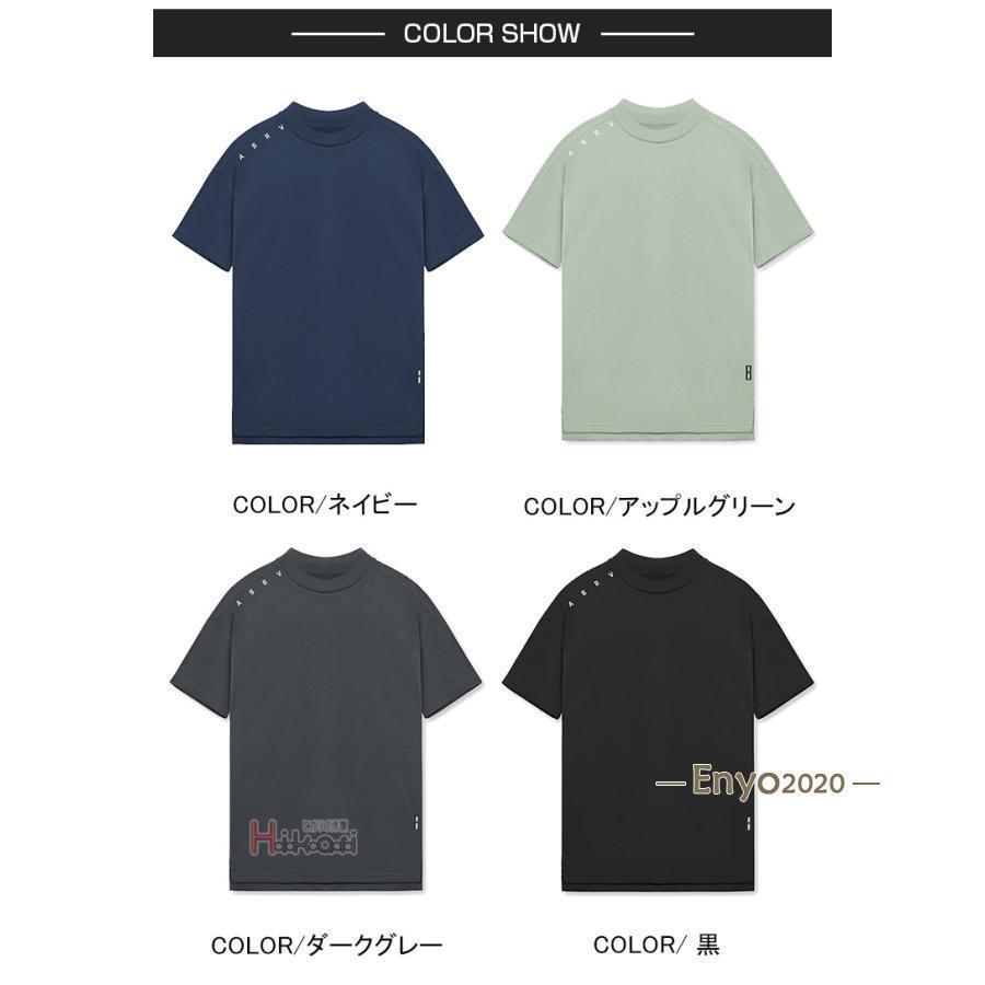 ハイネック tシャツ メンズ ゴルフ ゴルフウェア 半袖 モックネック スポーツtシャツ カットソー 無地 モックネックシャツ 父の日｜cosmos-wumf｜03