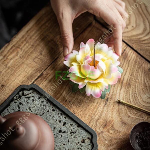 仏壇用皿 蓮の花 線香立て セラミック 置物 かわいい  花 陶器 雰囲気アップ 誕生日プレゼント お香立て 茶道 香道 浄化 ヨガ教室 玄関先｜cosmos-wumf｜12