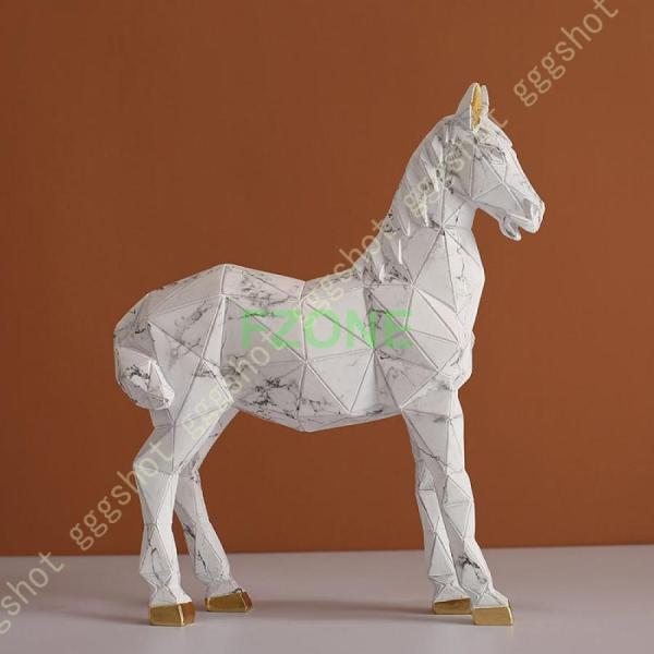 馬の彫刻 おしゃれな馬の装飾 馬の装飾 ホームモダン ホームインテリア 置物 フィギュア 抽象 幾何 樹脂工芸品 ホームデコレーション 馬の親子 かわいい お店｜cosmos-wumf｜08