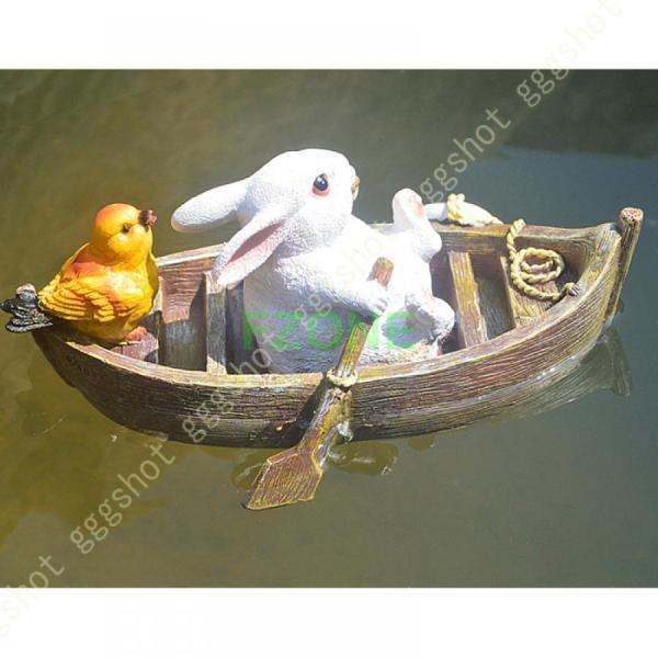 ガーデニング 置物 オーナメント ウサギ ボートをこぐウサギ 蛙のオブジェ 船に乗るカエル 蛙 置き物 オブジェ かわいい 雑貨 樹脂 防水 耐久 プレゼント｜cosmos-wumf｜20