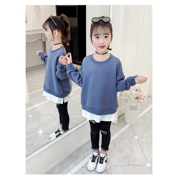 韓国子供服 スウェットレイヤードプルレーナー 女の子 秋服 長袖Tシャツ 無地トレーナー 薄手 トップス キッズ ジュニア カジュアル 可愛い 小学生 110-160cm｜cosmos-wumf｜11