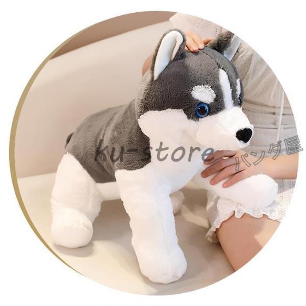 ハスキー人形 犬 動物 ぬいぐるみ 子犬 おもちゃ 可愛い ハスキー 抱き枕 癒される 座り｜cosmos-wumf｜03