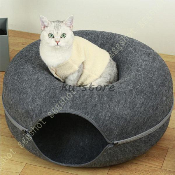 猫ベッド 猫ハウス ペット ベッド ドーム型 ネコ トンネル 取り外し可能 洗える 通年 ジッパー フェルト キャットベッド 猫と小型犬 ぐっすり眠る ペット用品｜cosmos-wumf｜18