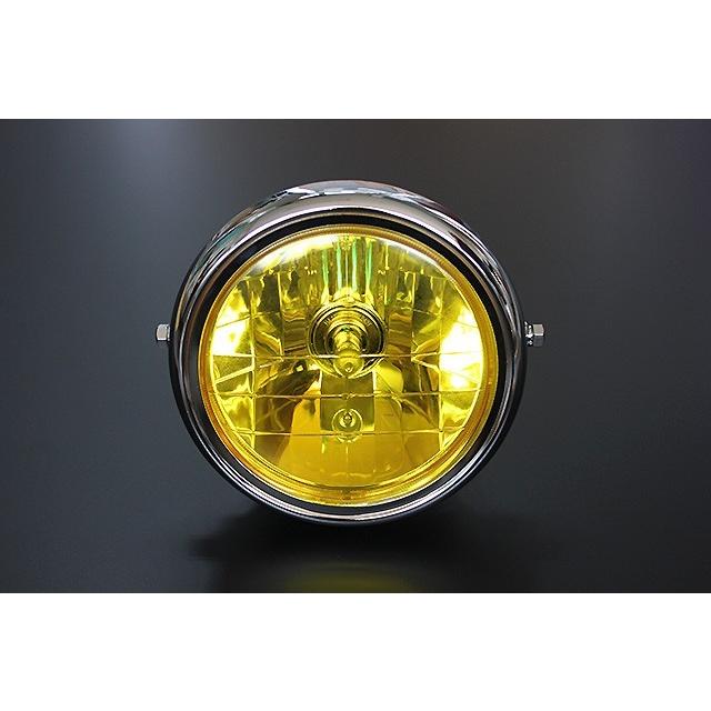 ガラス 180mm ヘッドライト イエローレンズ メッキ 新品 汎用