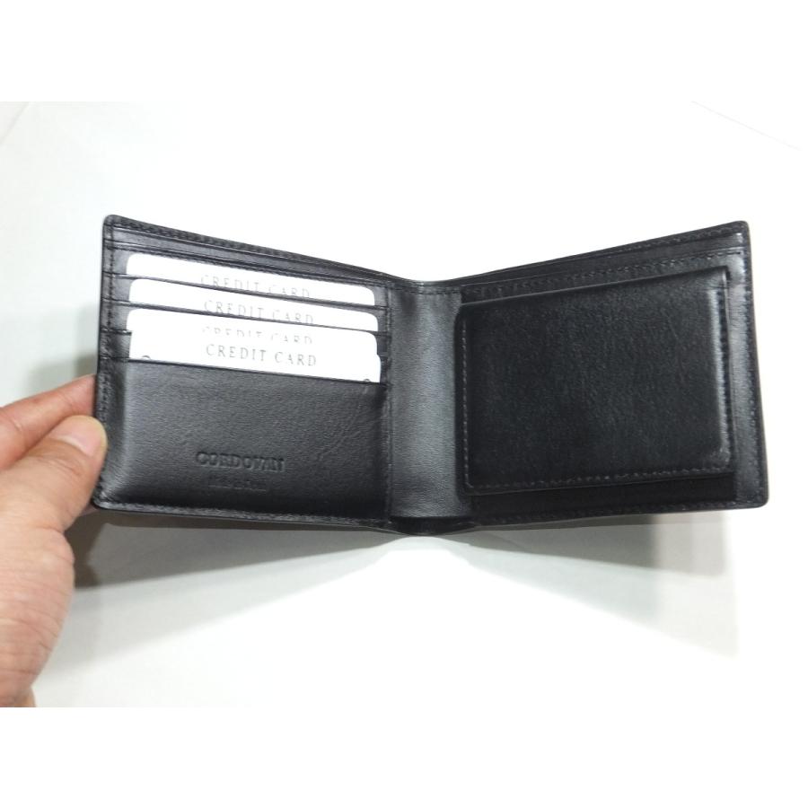 新品コードバン 二つ折り財布 日本製 黒 コードバン二つ折り財布【日本製】送料無料 ギフトラッピング無料