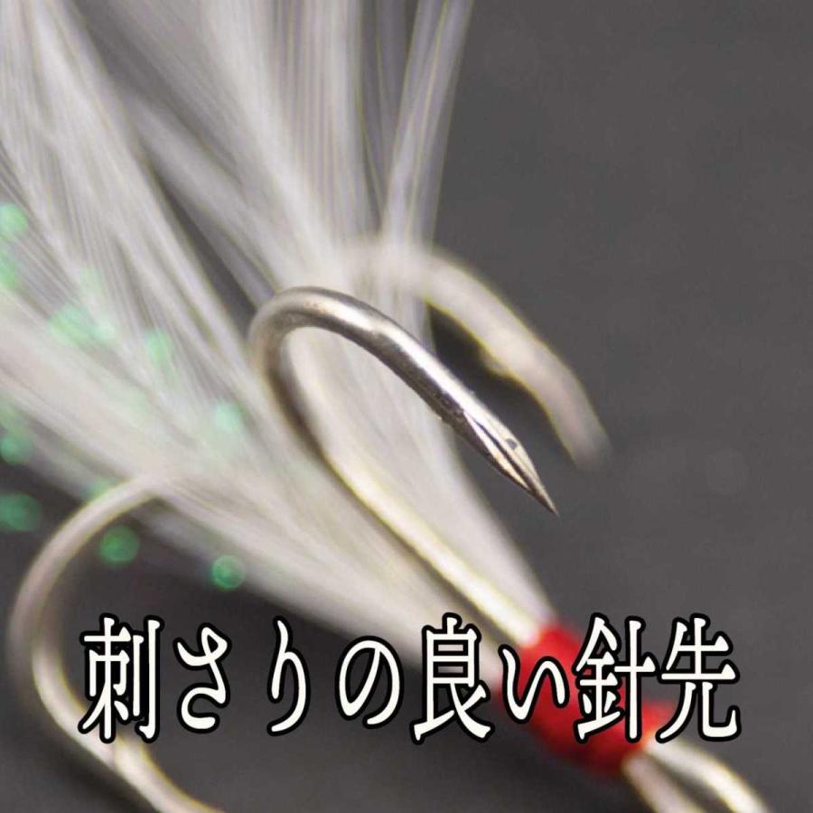 【9】kmrii フェザーフック　ホワイト フェザーフック ホワイト ティンセル 付き トレブルフック 白 トリプル
