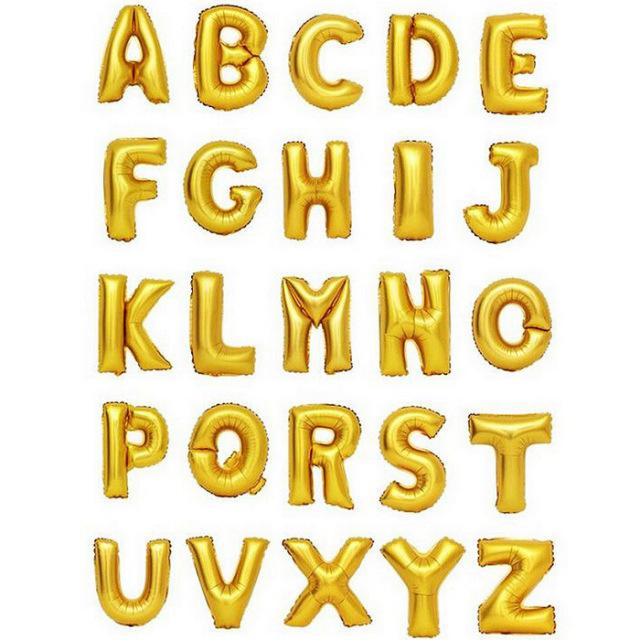 アルファベットバルーン ゴールド風船 35cm 文字 風船 イニシャル 名前 誕生日 飾り付け 英語 祝い 大きい Qi4commissioner