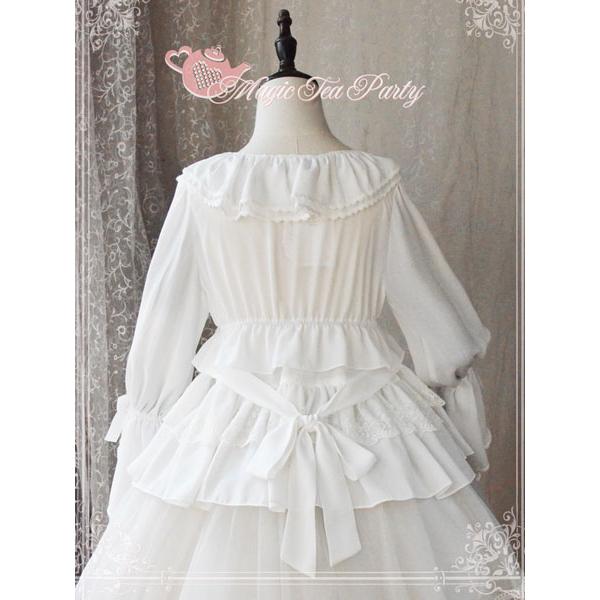 ロリィタブラウスホワイト長袖シフォンお茶会無地ラウンドネッククラシック＆トラディション |  | 01