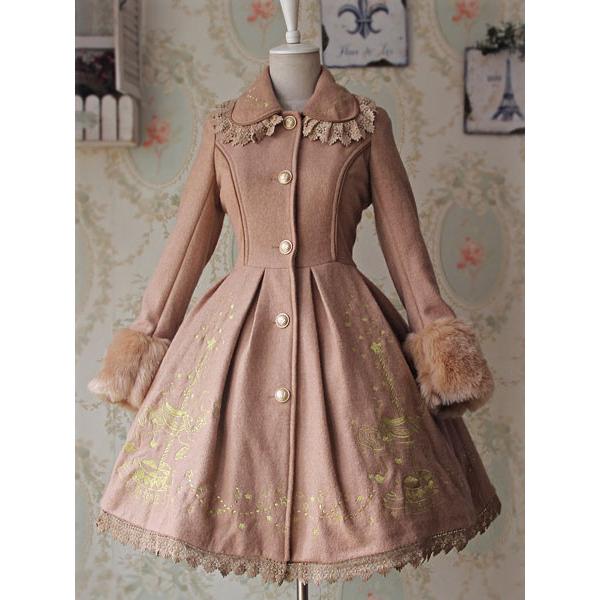 ロリィタケープ 刺繍 スウィート 合成繊維 カジュアル 馬柄