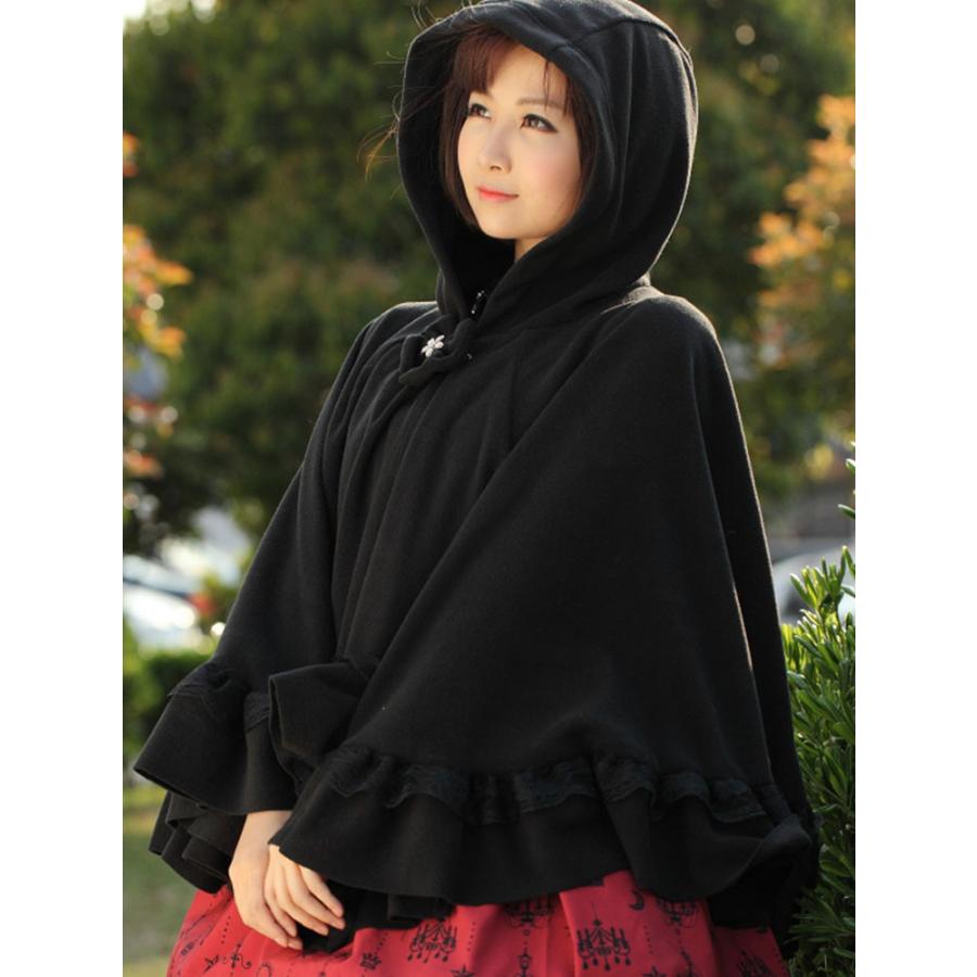 ゴスロリ ロリータケープ ロリィタポンチョ ブラック ゴシック
