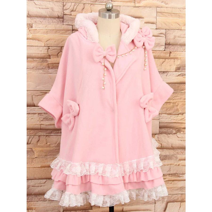 ロリィタケープ レース ピンク スウィート レース 合成繊維 カジュアル