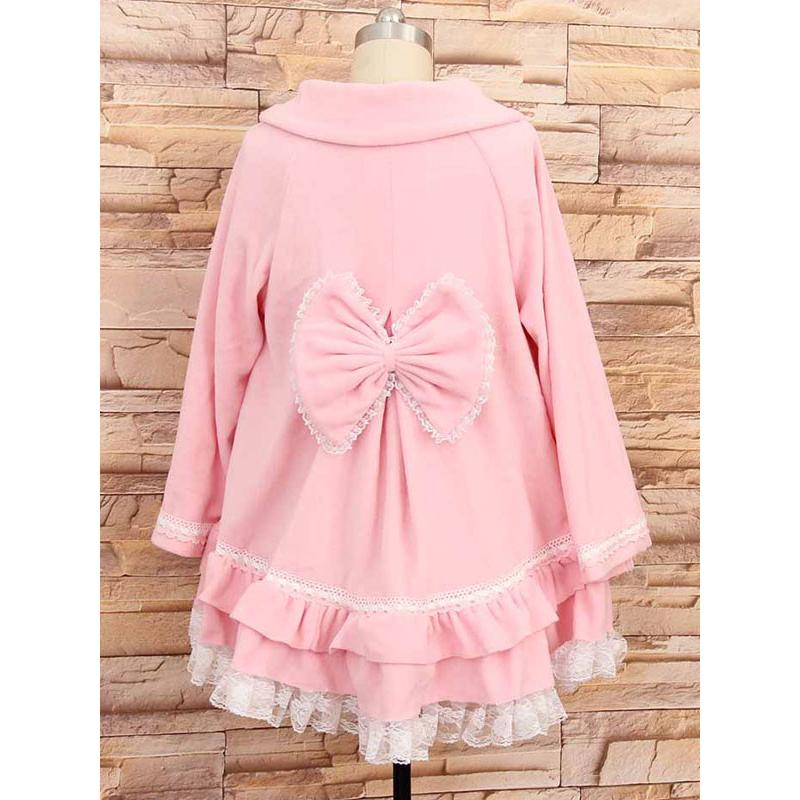 ロリィタケープ 無地 ピンク スウィート リボン パール ポリエステル