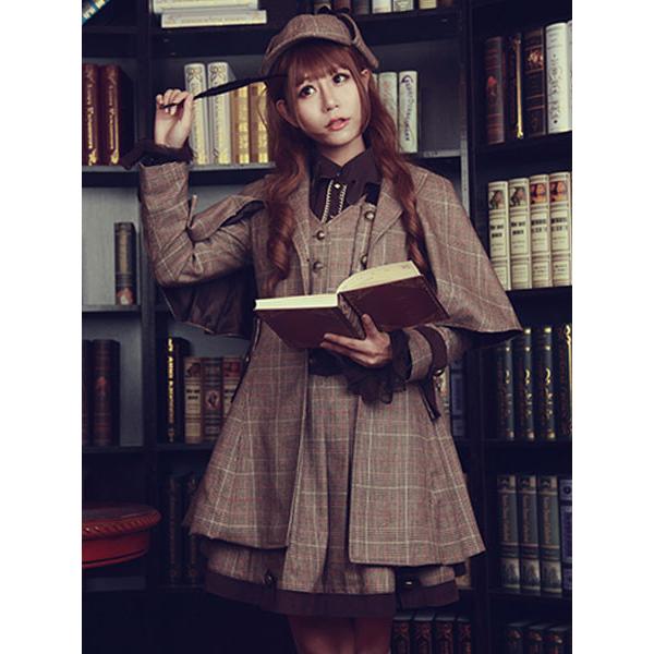 ロリィタコート アウターウェア グレイ ウール 格子縞 お茶会 長袖