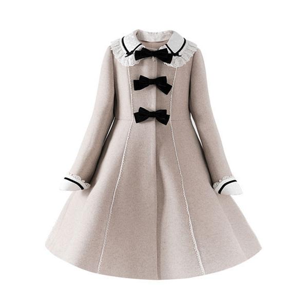 クラシックロリータオーバーコートレースボウキャメルウールロリータ
