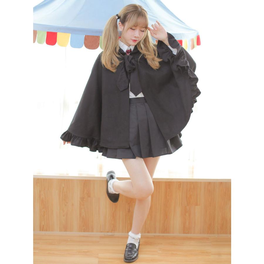 ロリィタケープ ブラック フリル ゴシック ポリエステル綿混紡