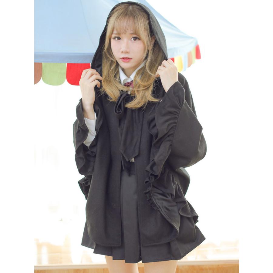 ロリィタケープ ブラック フリル ゴシック ポリエステル綿混紡