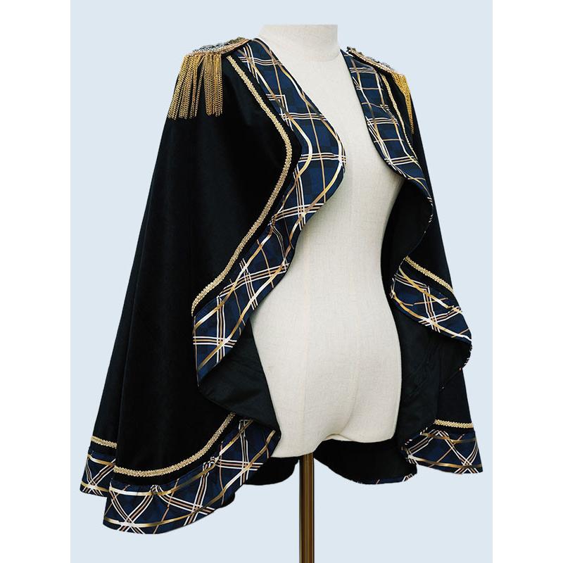 ロリータポンチョケープブラックポリエステルバンドスタイルロリータ