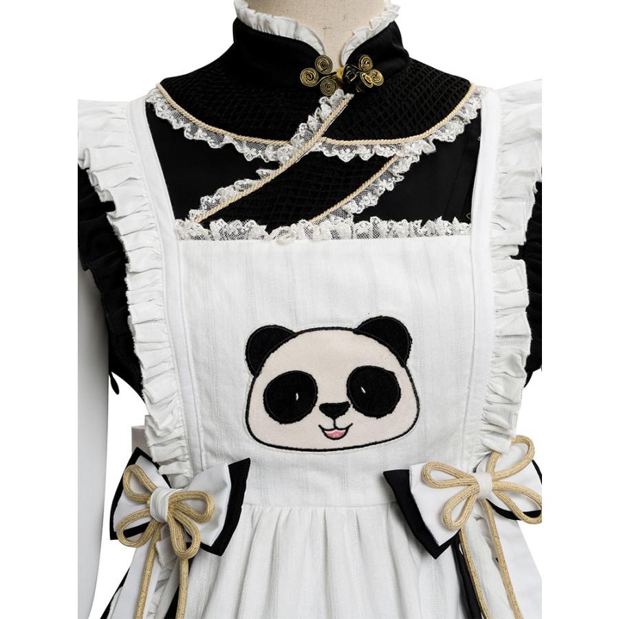 チャイニーズスタイルロリータOPドレス4ピースセットホワイトブラック
