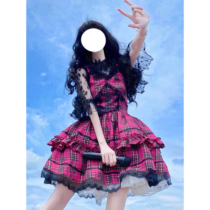 ロリータ❤️オリジナル jsk ワンピース　チェック柄　ドレス K446 ロリータ❤️オリジナル jsk ワンピースチェック柄ドレス K446
