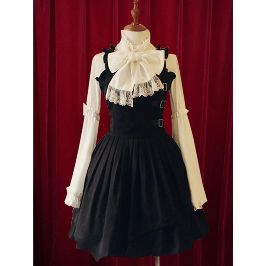 ゴスロリ　ロリィタジャンパースカート　ブラック　レトロ　コットン　シャーリング　パーティー ゴスロリ ロリィタジャンパースカート ブラック レトロ コットン