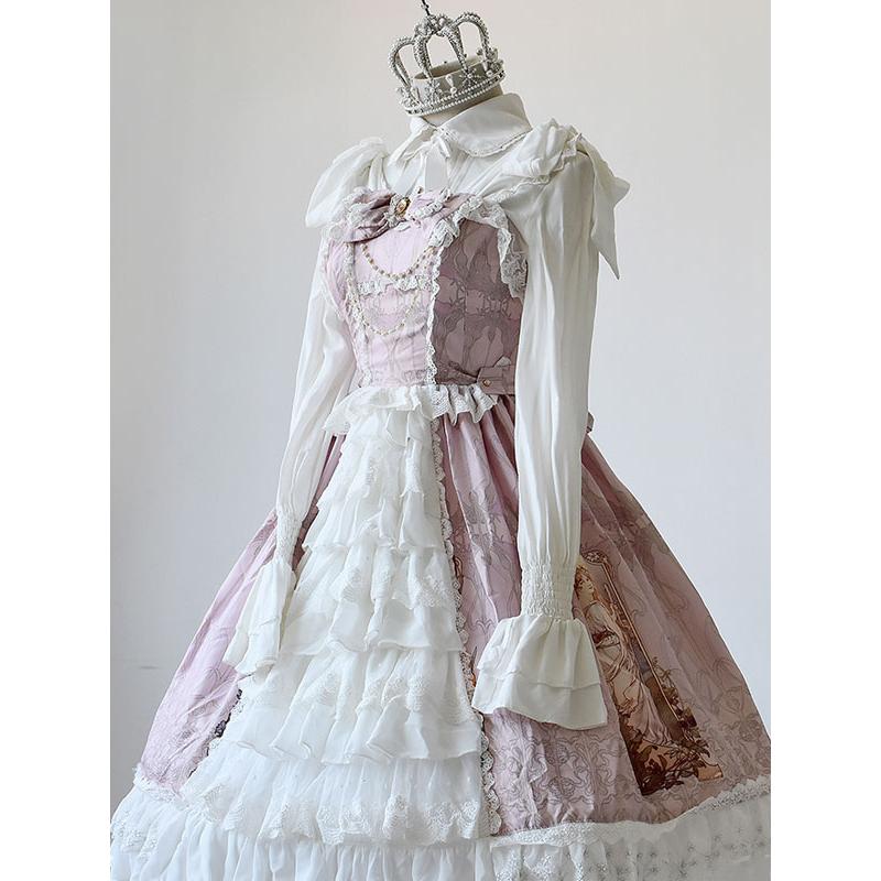 ロリィタジャンパースカート スウィート ストラップ 綿繊維 プリント柄