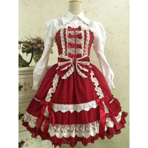 アイドル衣装 赤 ホワイト ロリータ ハロウィン ハート JSK Strawberry Sweetheart Cake Hearty JSK + Head Bow Set (2023