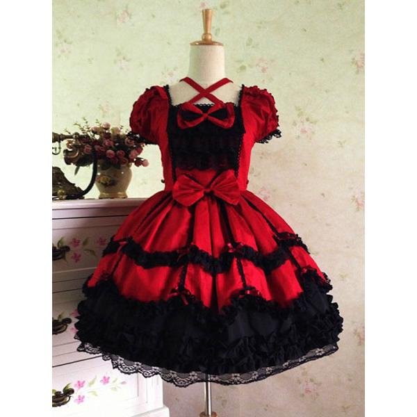 ロココロリータドレスJSK 2026 レースフリル リボン装飾 プリーツ