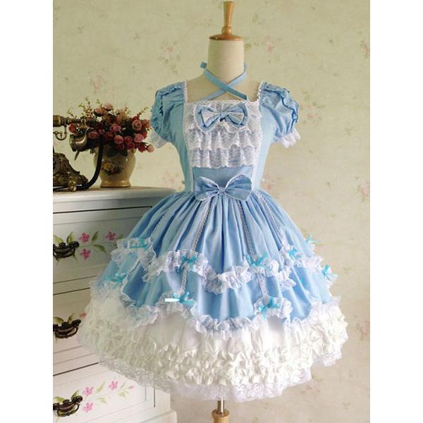 ロココロリータドレスJSK 2026 レースフリル リボン装飾 プリーツ