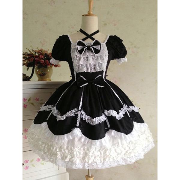 ロココロリータドレスJSK 2026 レースフリル リボン装飾 プリーツ