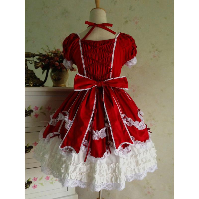 ロココロリータドレスJSK 2021 レースフリル リボン装飾 プリーツ