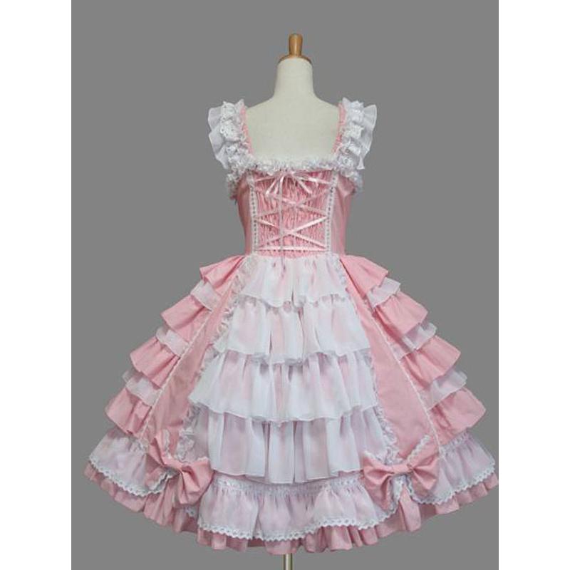 クラシックロリータドレスJSKフリルホワイトロリータジャンパー