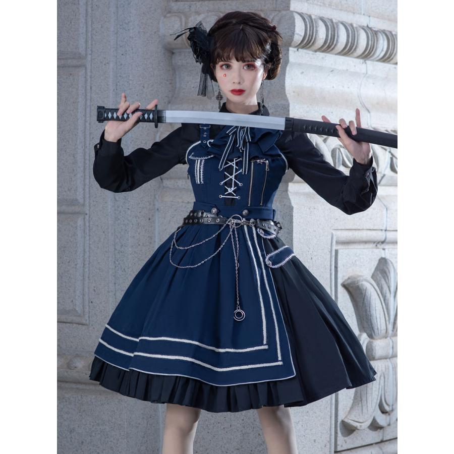 ロリータJSKドレスフルーツパターンティアードスチームパンクレース