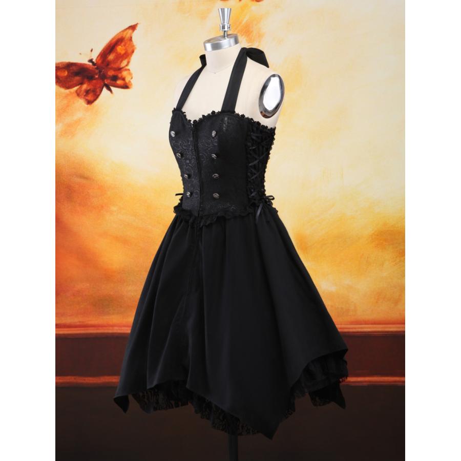 ゴスロリ ワンピース ドローストリング ゴシックドレス ブラック