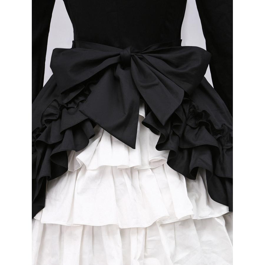 ゴスロリ ブラック バイカラー ゴシック ロリィタワンピース 長袖