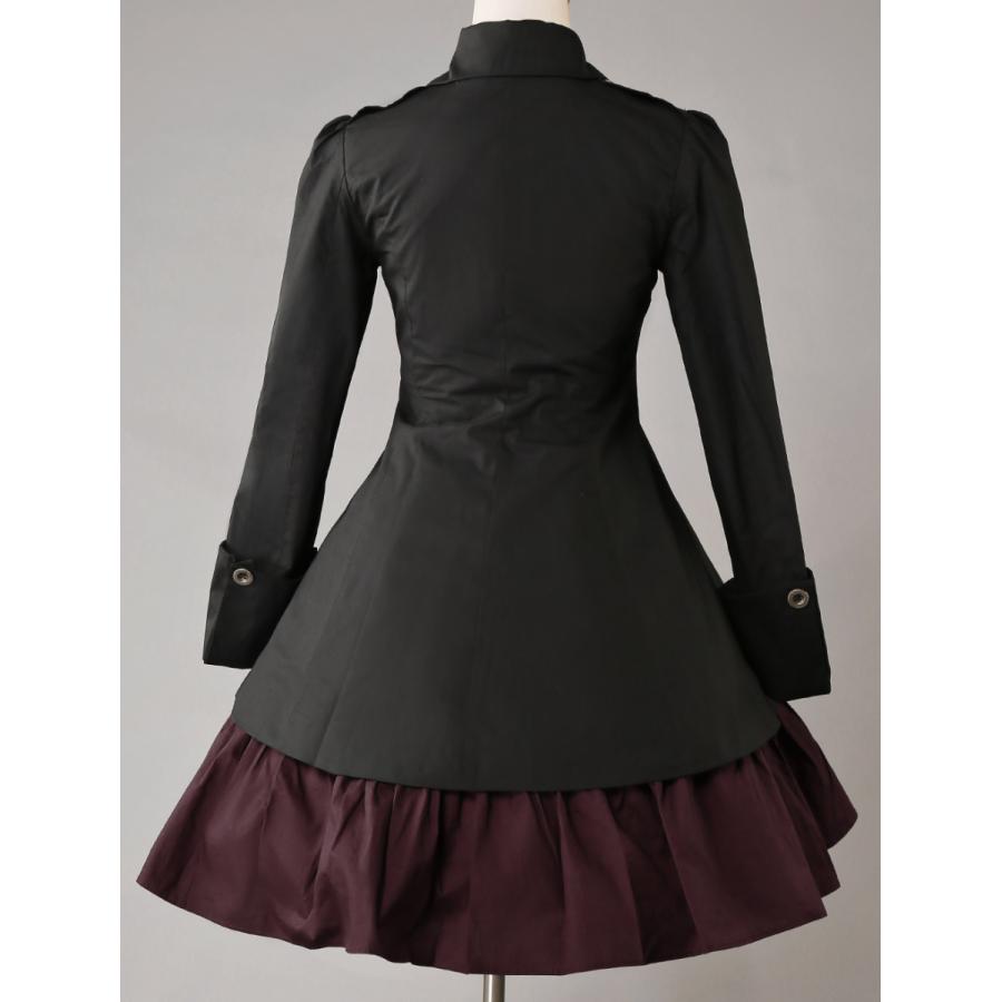 ゴスロリ軍服ワンピース OP ブラック コットン ダブルブレスト ボタン