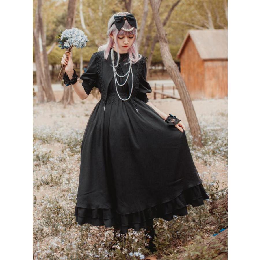 クラシックロリータワンピース　2021　スタンドカラー　ロングスリーブ　シフォン　お茶会アイドル衣装 クラシックロリータワンピース 2021 スタンドカラー ロングスリーブ