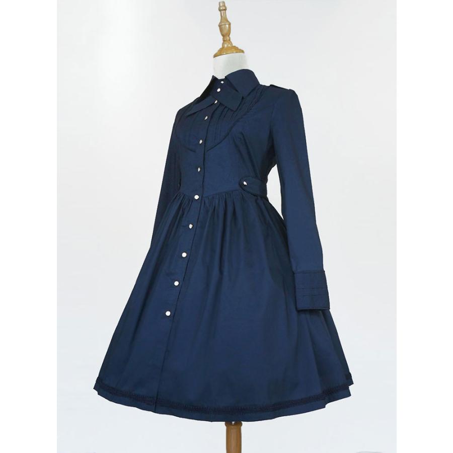 ゴスロリ軍服ワンピース クラシック ロリータOPドレス プリーツ ボタン