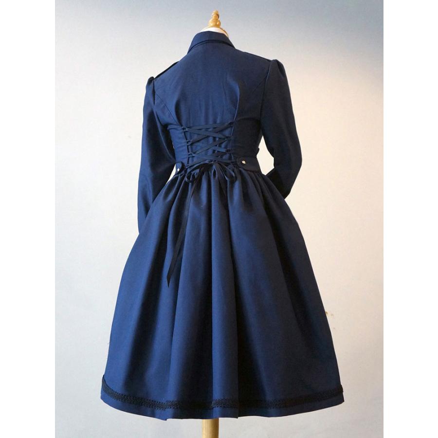 ゴスロリ軍服ワンピース クラシック ロリータOPドレス プリーツ ボタン