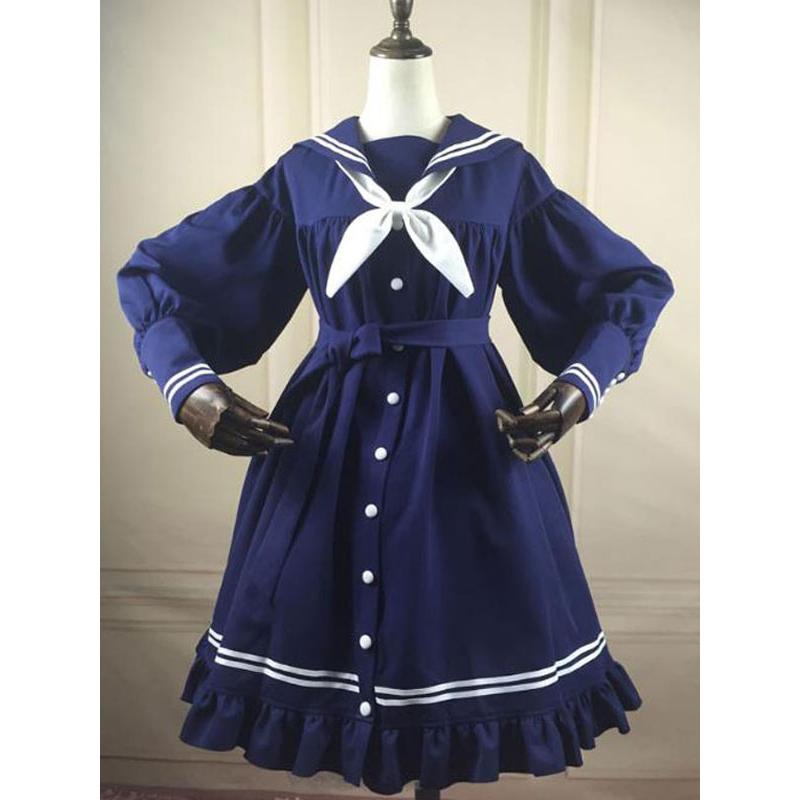 甘いロリータOPドレスノットフリルボタンバルーンスリーブロリータ
