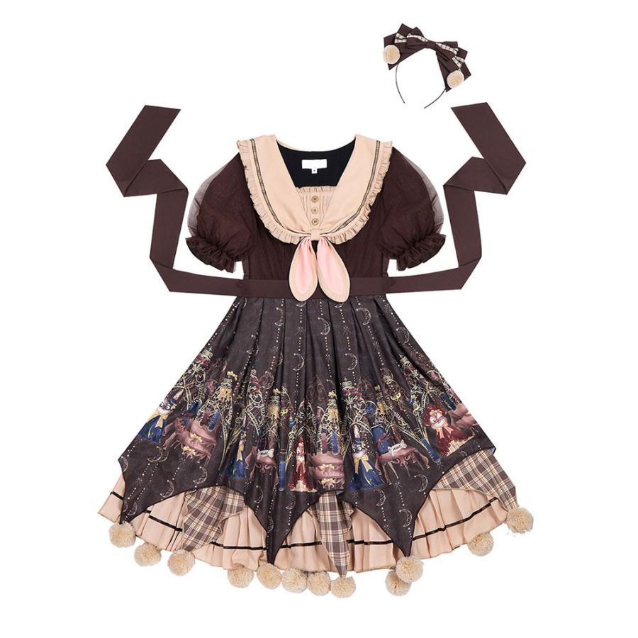 古典的なロリータOPドレス化学者半袖弓ロリータワンピースドレスとKC 古典